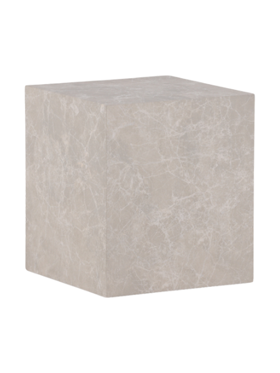 
Designer Side Table "York high" - 40 x 40 cm - Beige Marble Effect