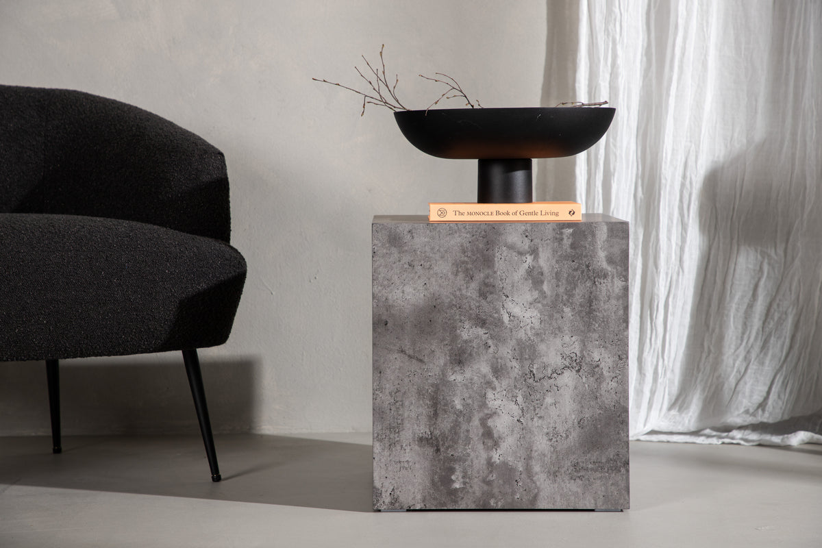
Designer Side Table "York high" - 40 x 40 cm - Marble Look Grey