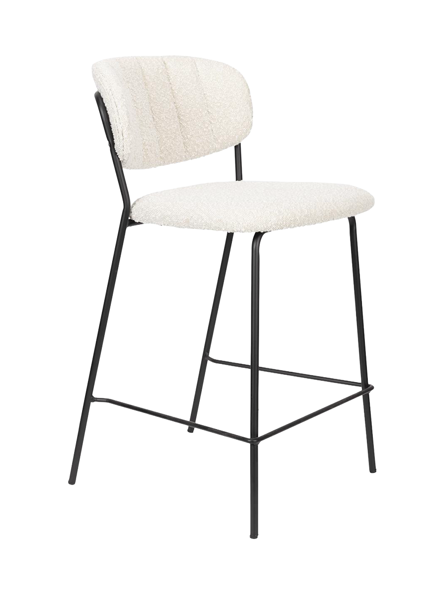 
High-Quality Bar Stool "Jolien" - Black / White Boucle