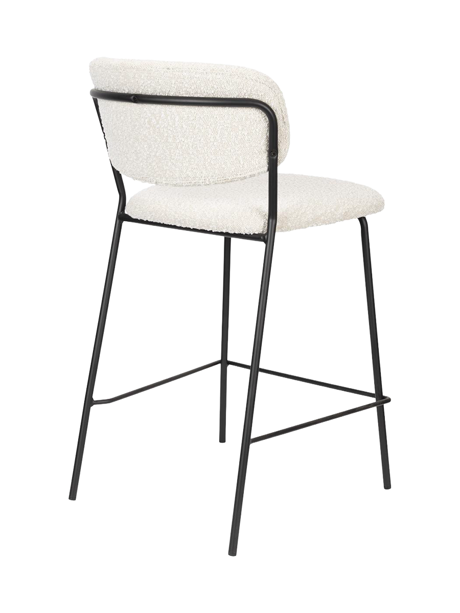 
High-Quality Bar Stool "Jolien" - Black / White Boucle