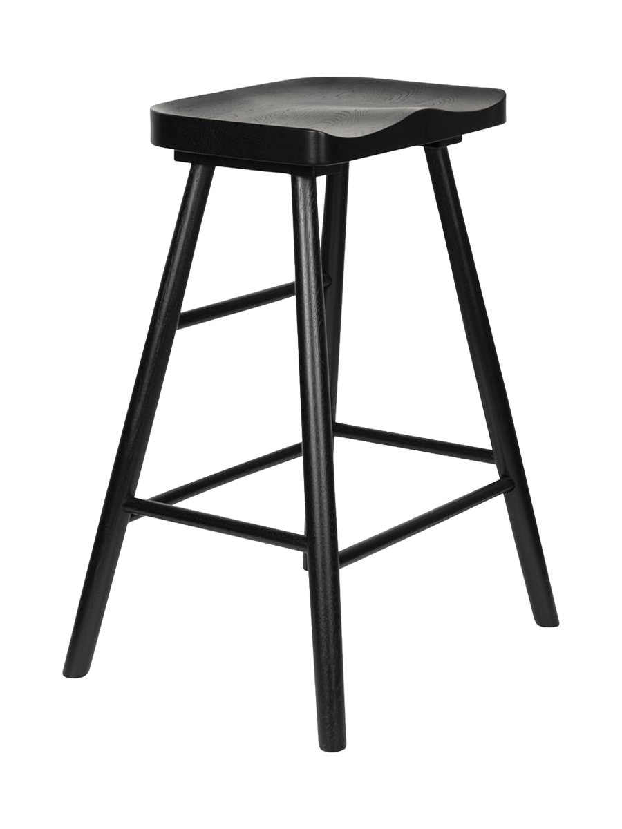 
Massiver Barhocker „Vander“ aus Eichenholz - Schwarz