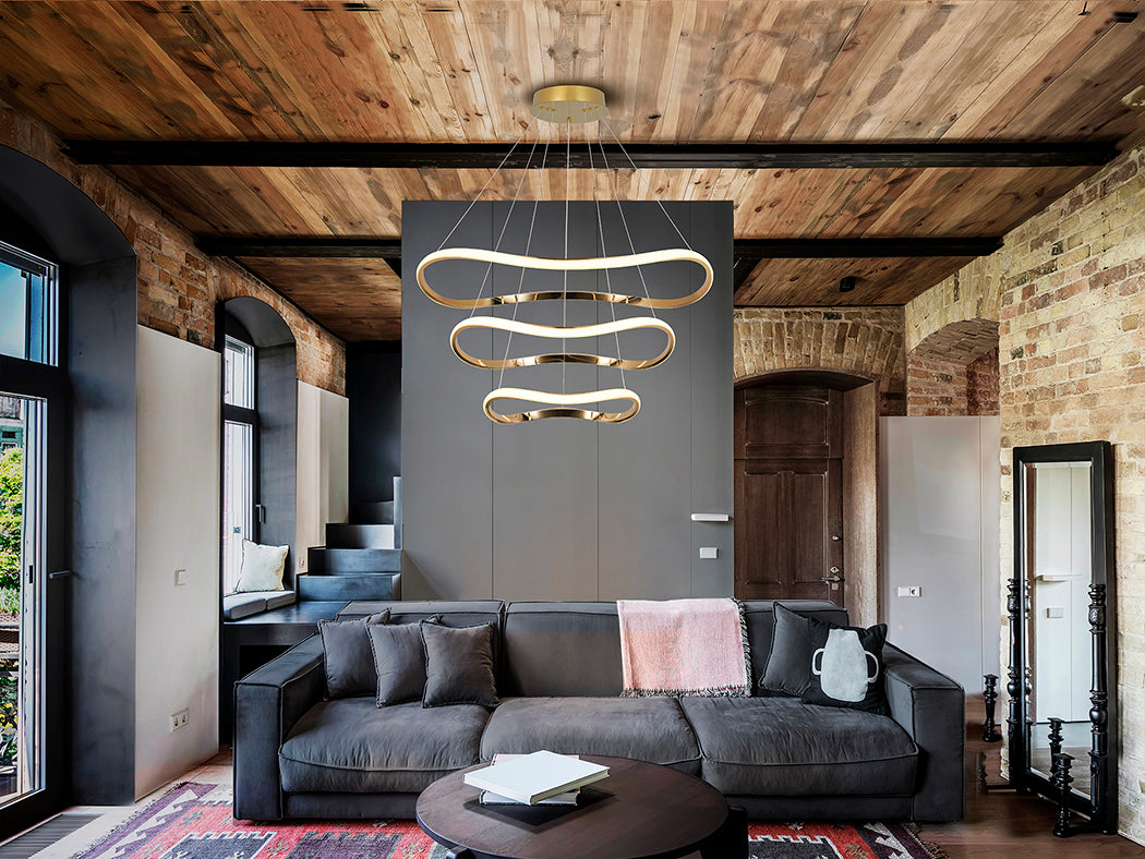 
“Naos” 3-light LED designer pendant lamp - without remote control