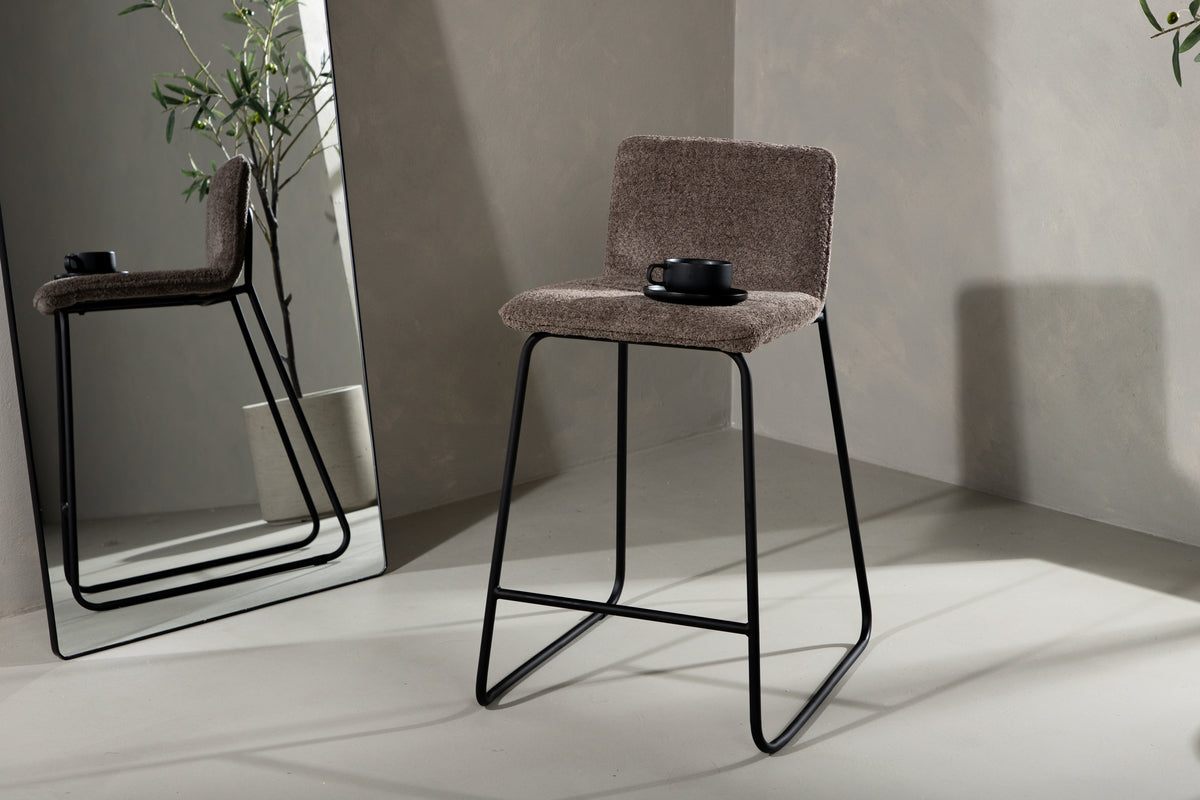 
Designer Bar Stool "Bisbee" - Bouclé Brown-Grey