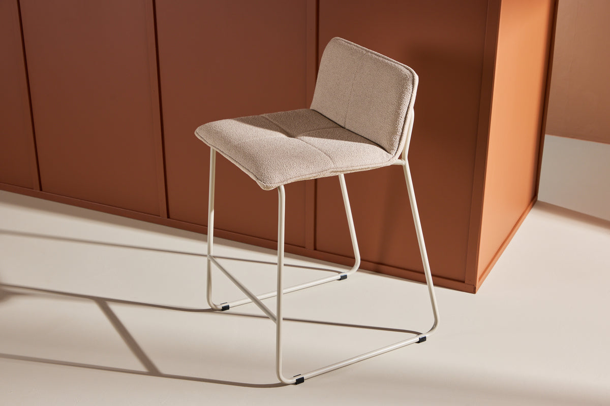 
Designer Bar Stool "Bisbee" - Bouclé Beige