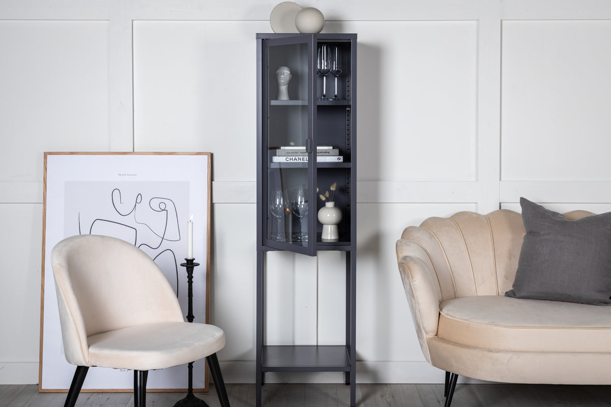 
Designer Display Cabinet "Misha" 1-Door - Grey