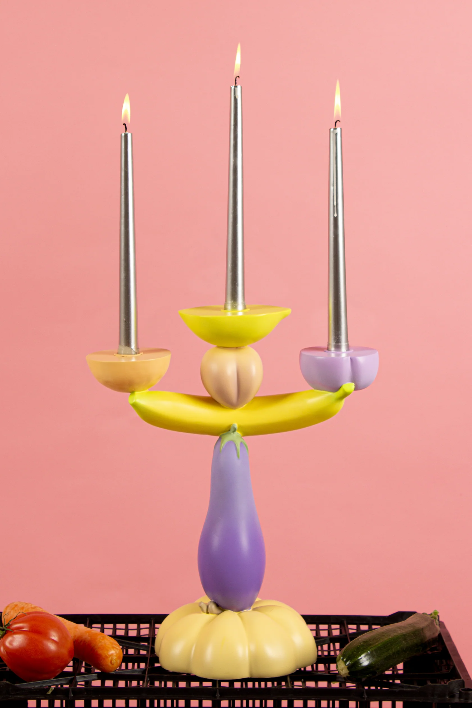 
"Vitamin Aubergine Candelabra" Designer Candlestick