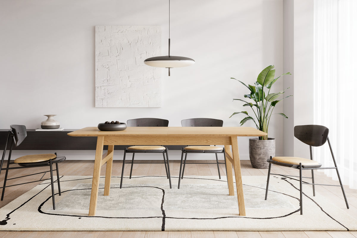 
Tavolo da pranzo di alta qualità allungabile «Curved» 180-220 x 90 cm - Naturale