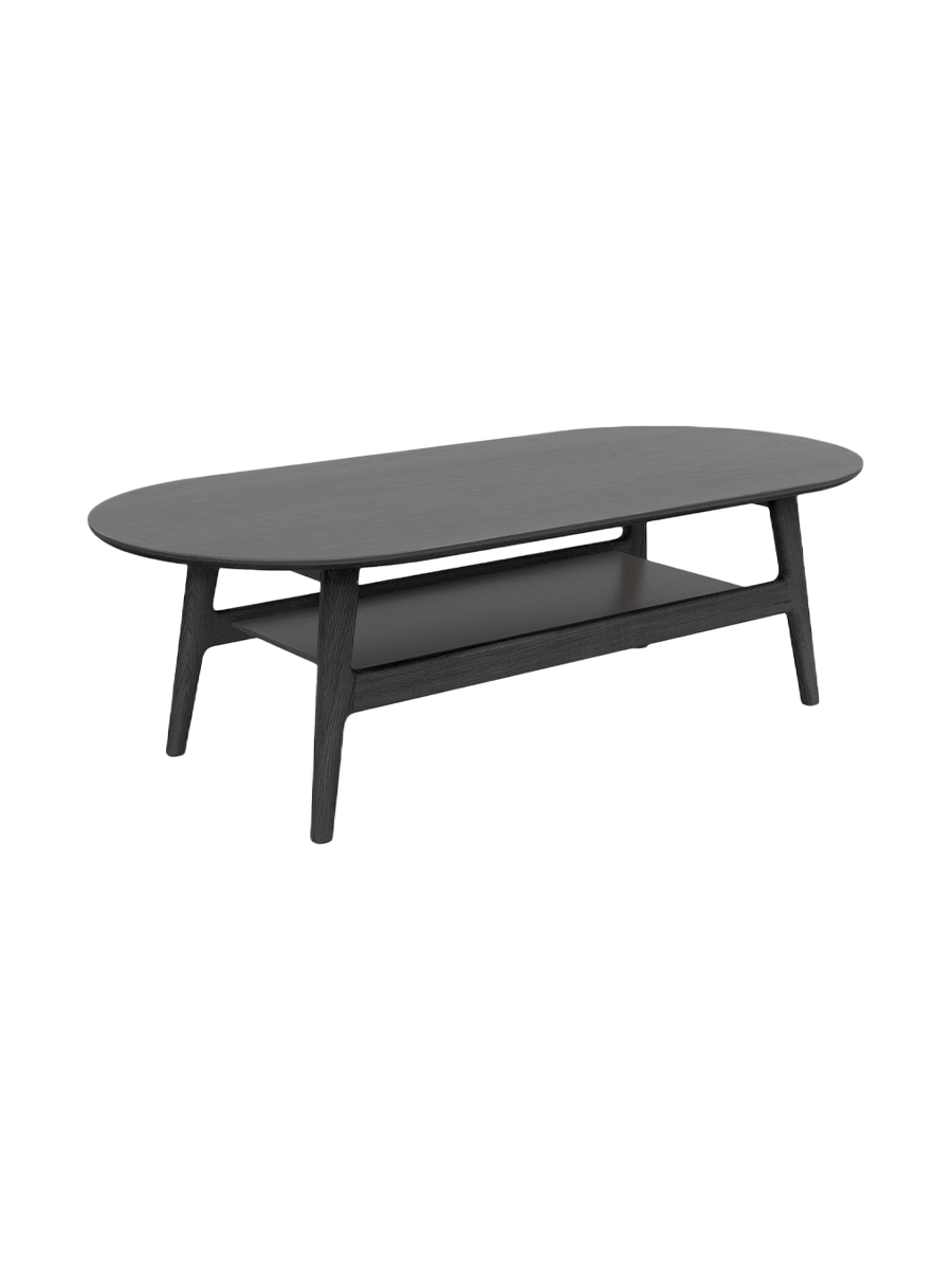 
Hochwertiger Couchtisch „Curved“ 130 x 60 cm - Eiche Schwarz