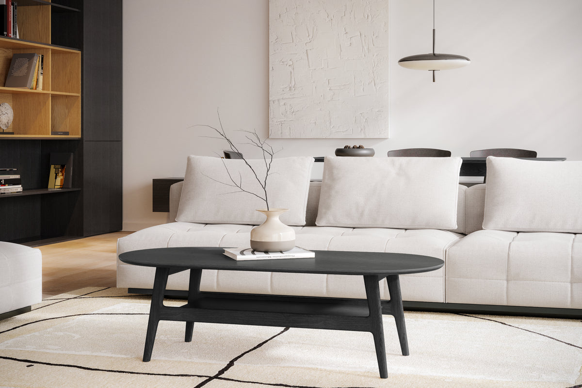 
Hochwertiger Couchtisch „Curved“ 130 x 60 cm - Eiche Schwarz