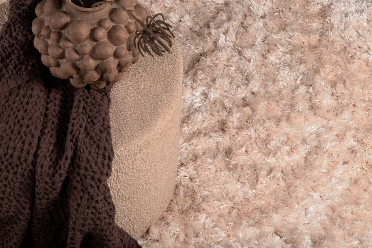 
Tapis rond à poils longs design « Natta » Ø 200 cm - Beige