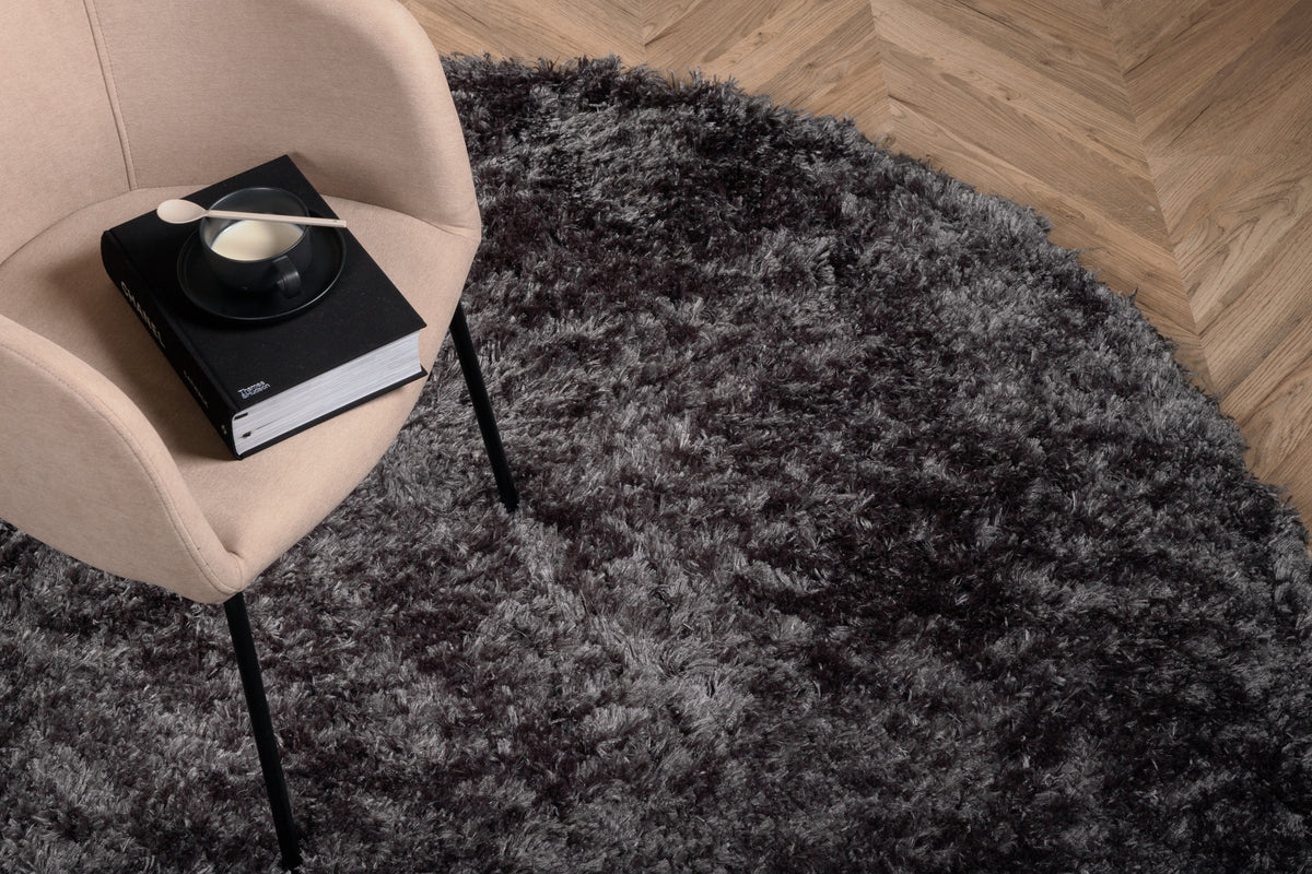 
Tapis rond à poils longs design « Natta » Ø 200 cm - Gris foncé