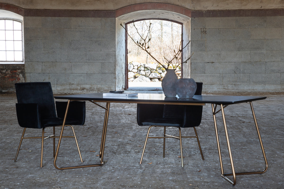 
Tavolo da pranzo rettangolare „Pippi“ - 190 x 90 cm - Nero / Rame