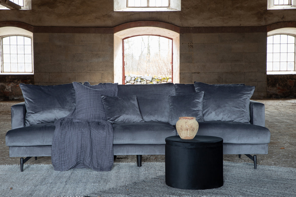 
Grande divano di design a 3 posti „Sofia“ - Velluto Grigio