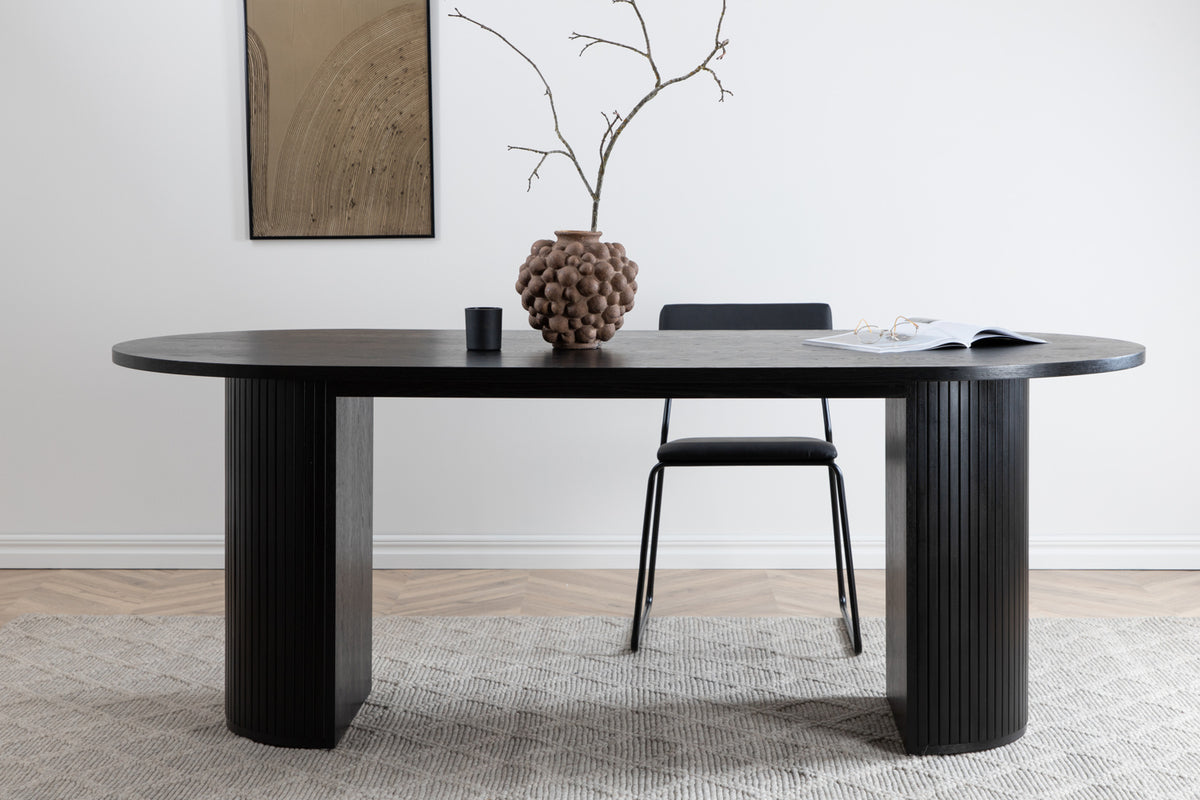 
Oval Design Dining Table "Bianca" - 200 x 90 cm - Black