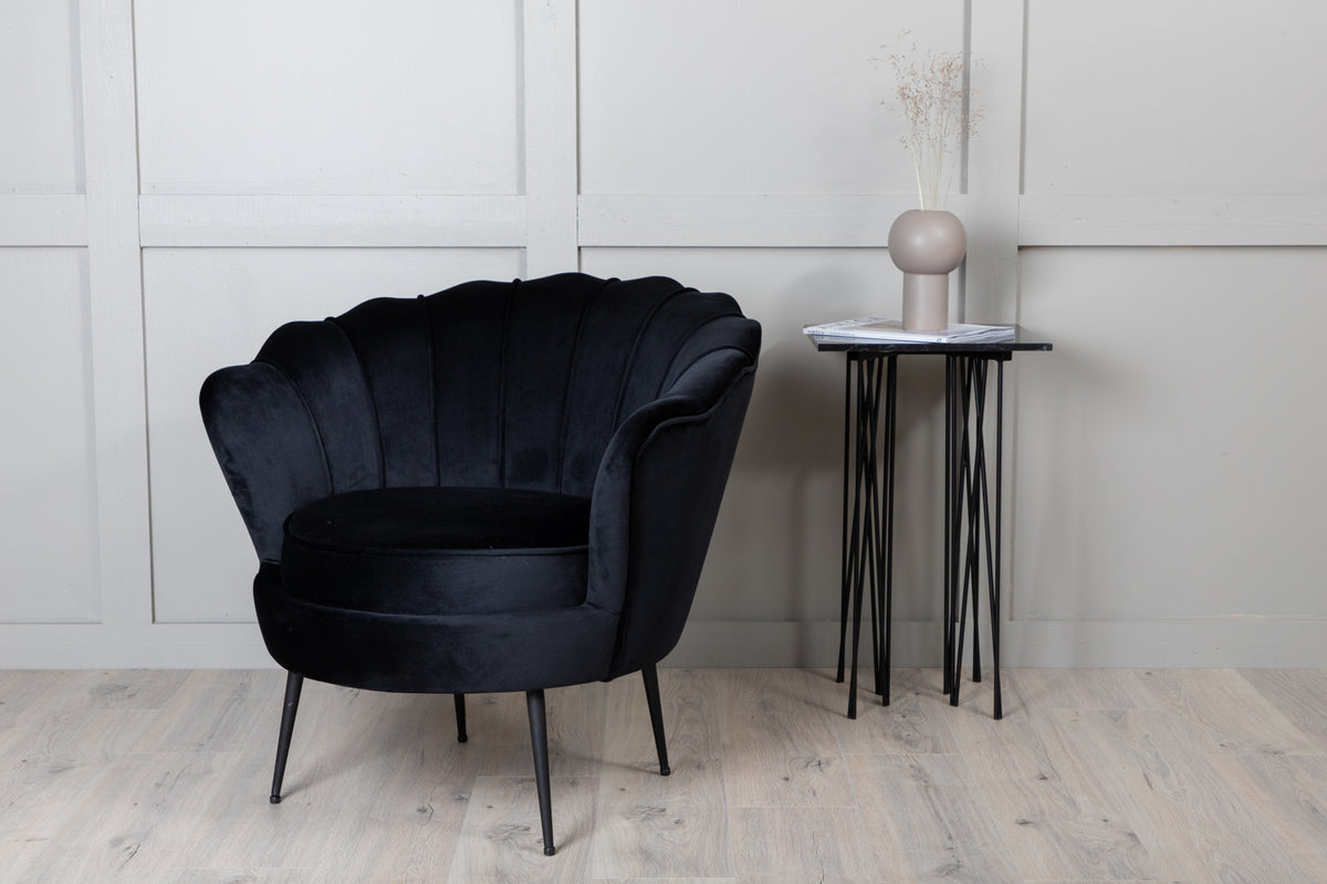 
"Calais" Velvet Armchair - Black