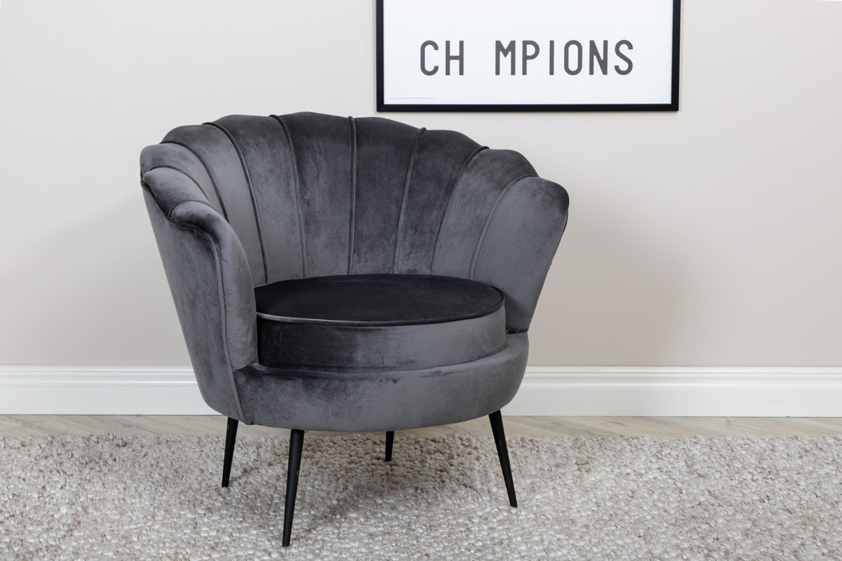 
"Calais" Velvet Armchair - Grey