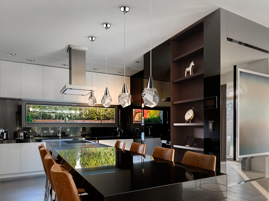 
LED designer pendant light “Aquaria”, single-light - Chrome Finish