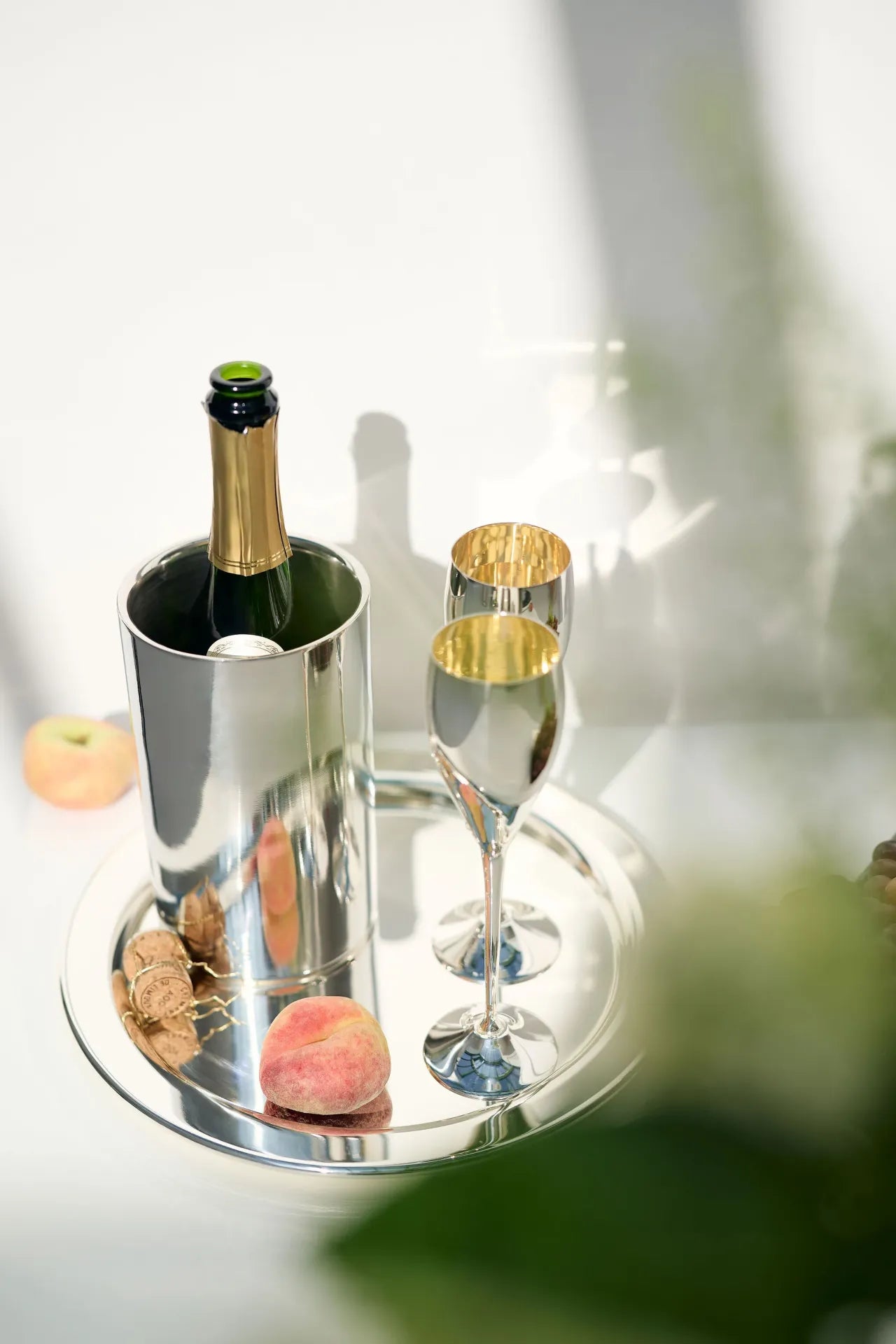 
Flûtes à champagne "Dodo" de qualité supérieure en lot de 2 - finition argentée élégante