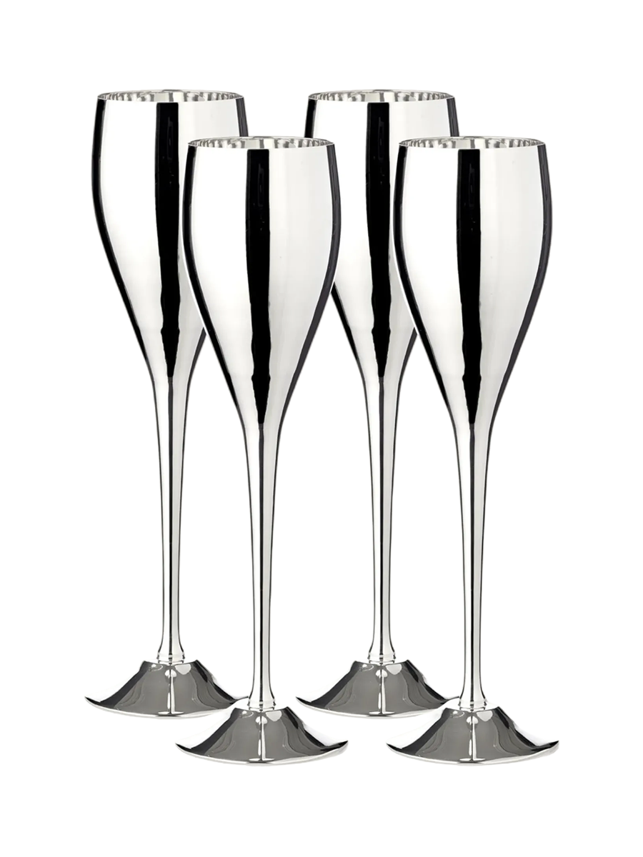 
Flûtes à champagne Premium « Dodo » (lot de 4) - finement argentées