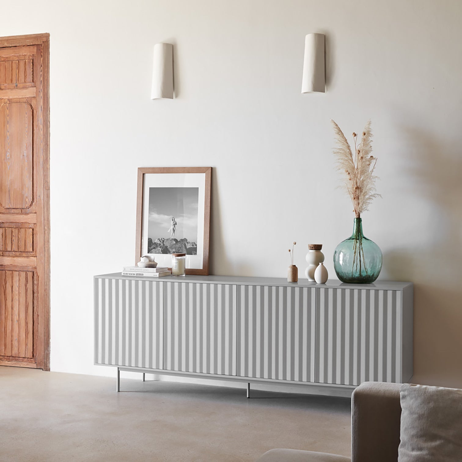 
Design Sideboard "Sierra" 4-Door - Light gray