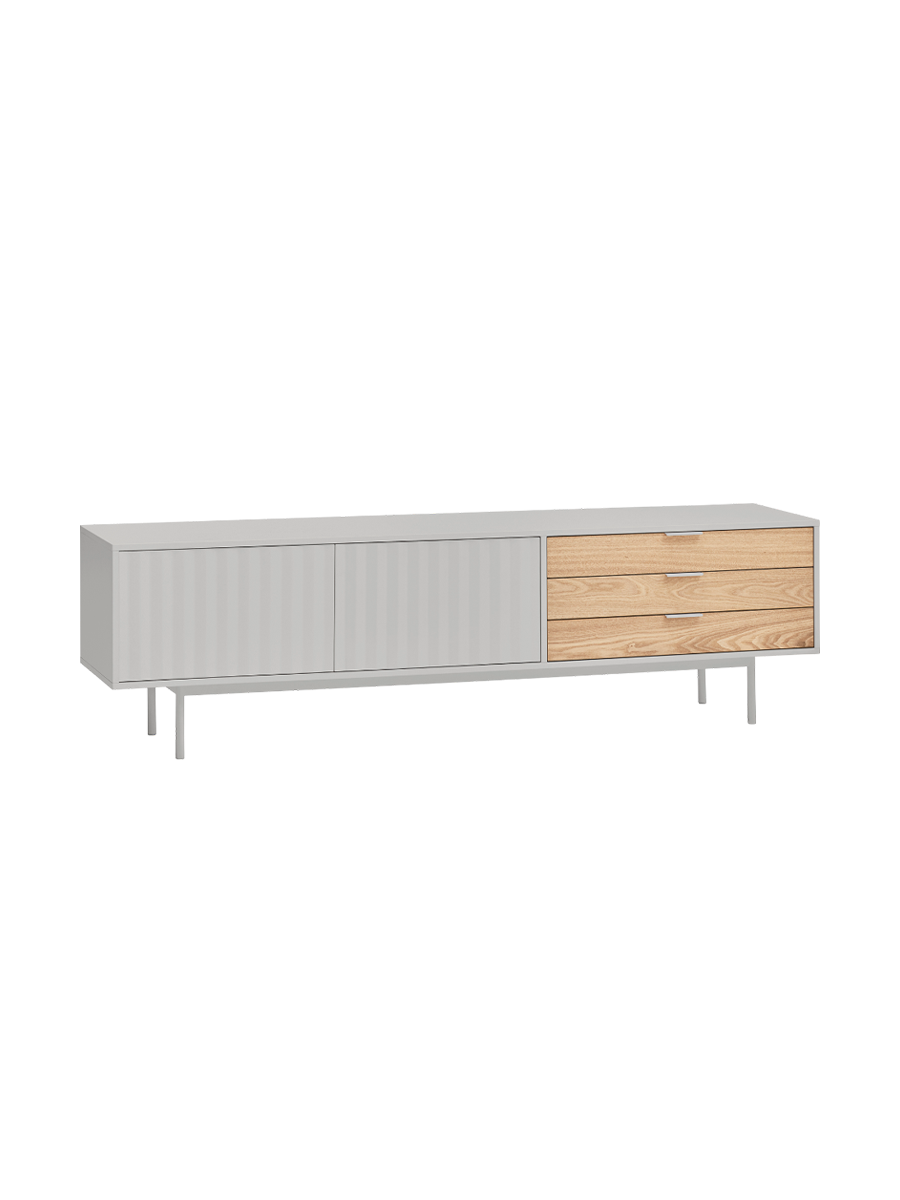 
Designer Lowboard "Sierra" - 180 x 52 cm - Light Gray / Oak
