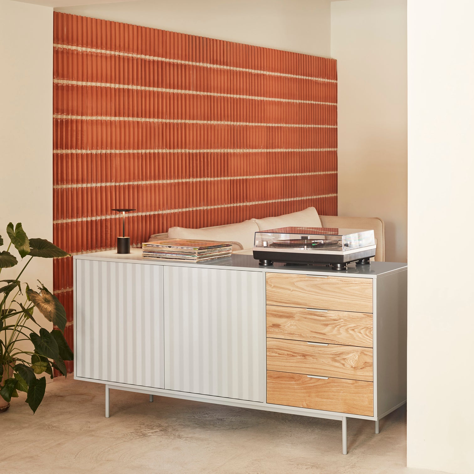 
Designer Sideboard "Sierra" - 160 x 80 cm - Light Gray / Oak