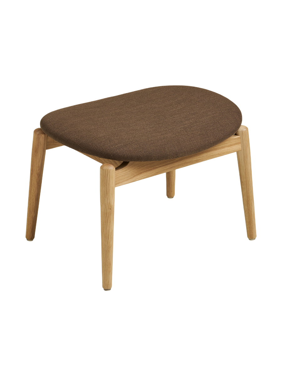 
Poltrona lounge di design in legno massello «Olvera» - con poggiapiedi / Naturale / Marrone