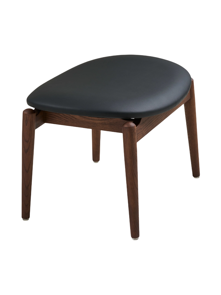 
Poltrona lounge di design in legno massello «Olvera» - con poggiapiedi / Noce / Nero