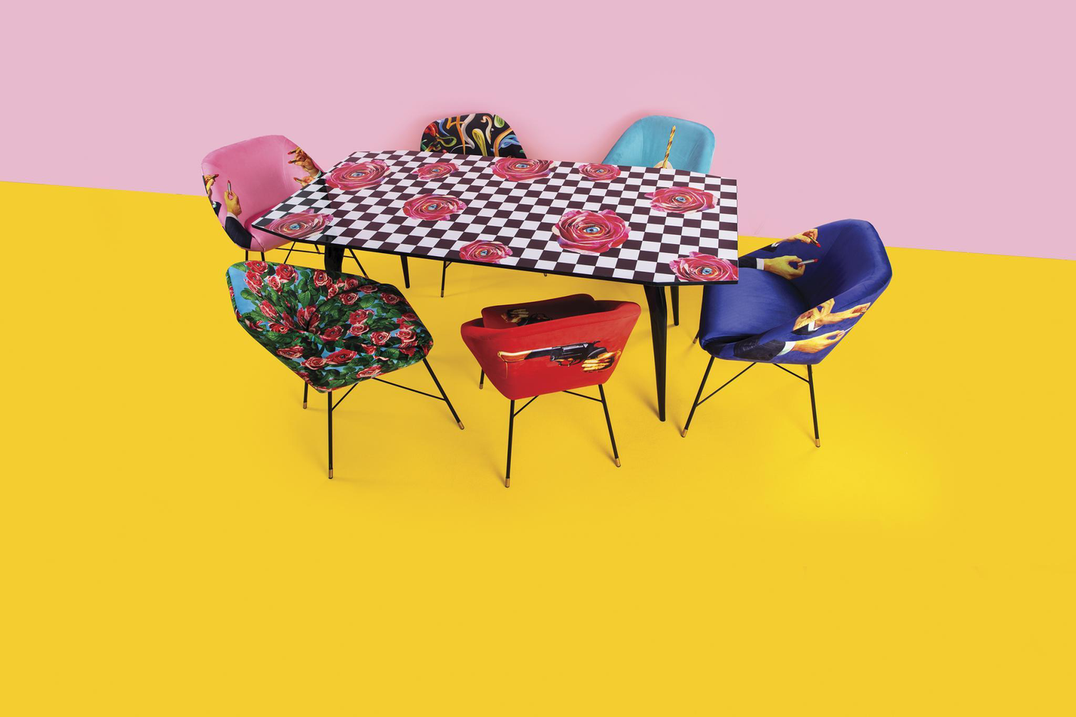 
Fauteuil rembourré design « Toiletpaper Lipsticks » - Bleu