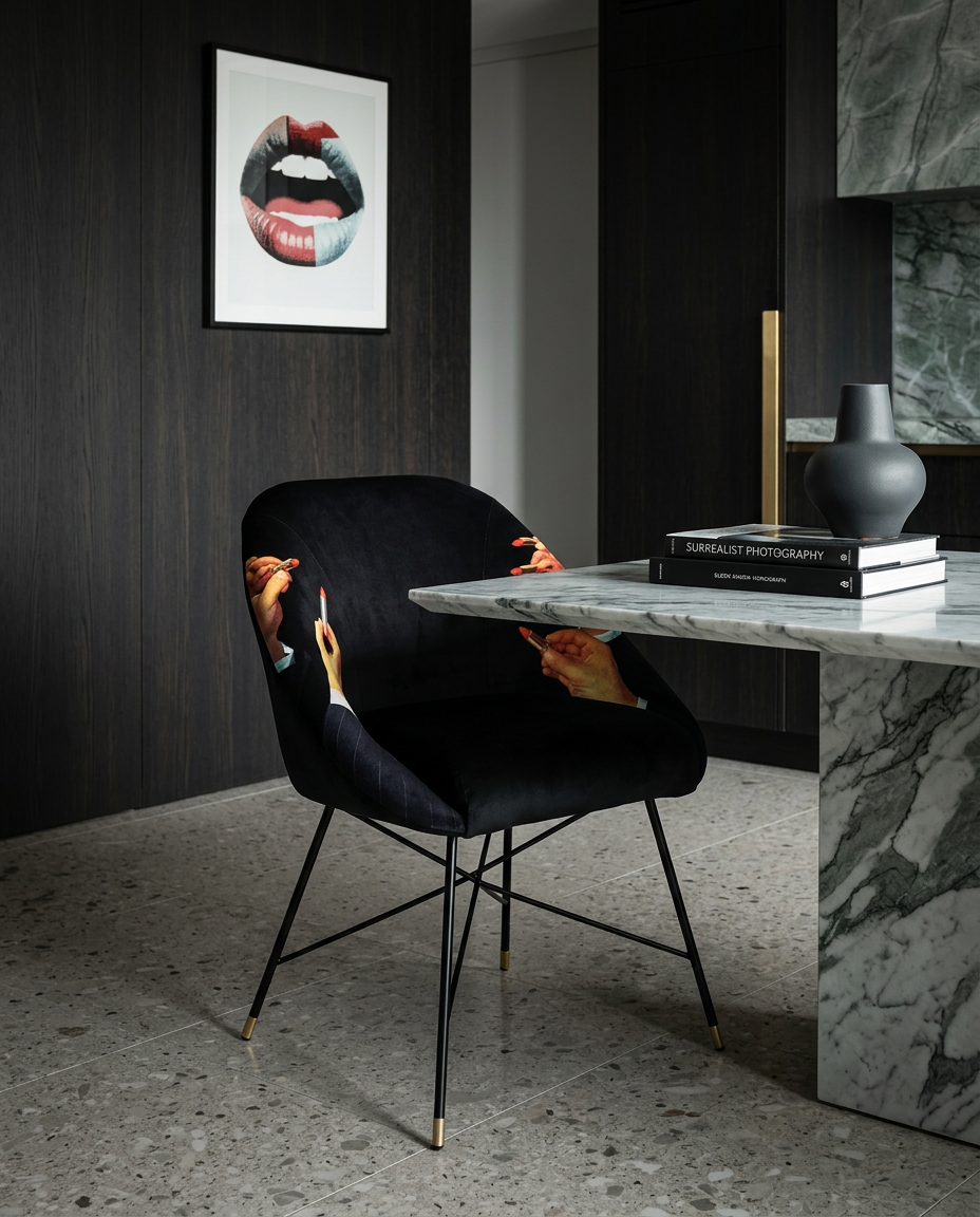 
Fauteuil rembourré design « Toiletpaper Lipsticks » - Noir