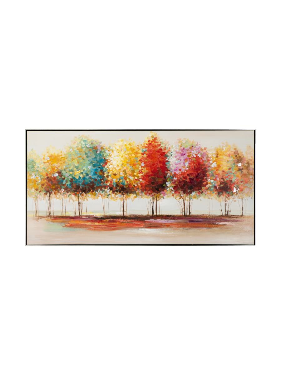 
Quadro dipinto a mano «Bosco autunnale variopinto» 72.5 x 142.5 cm