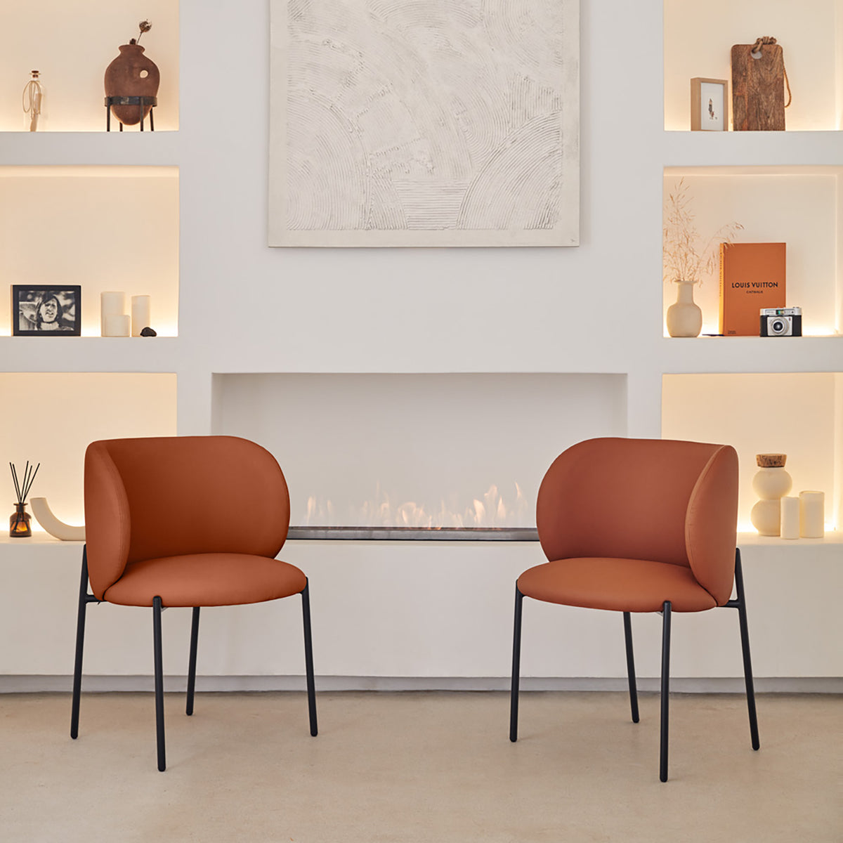 
Sedia con braccioli premium «Mogi» - Similpelle Terracotta