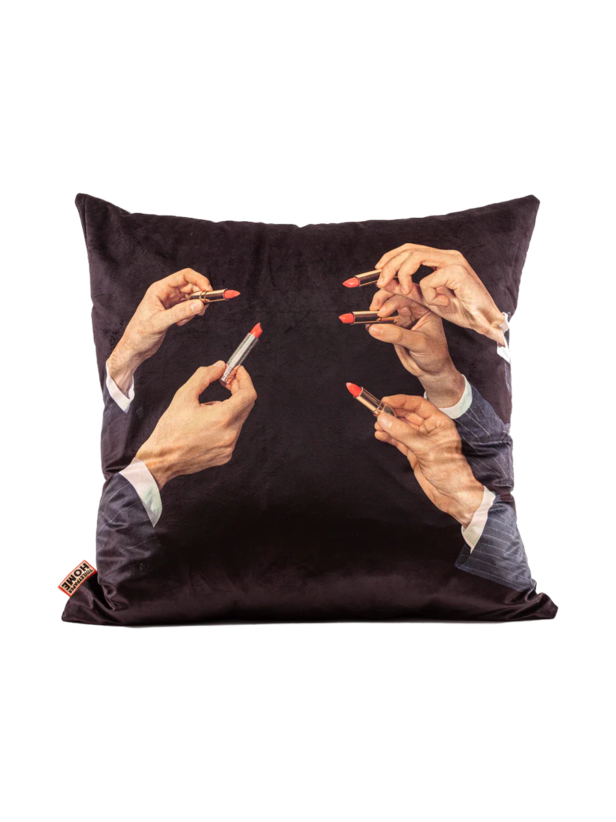 
Designer cushion "Toiletpaper Lipsticks Black"