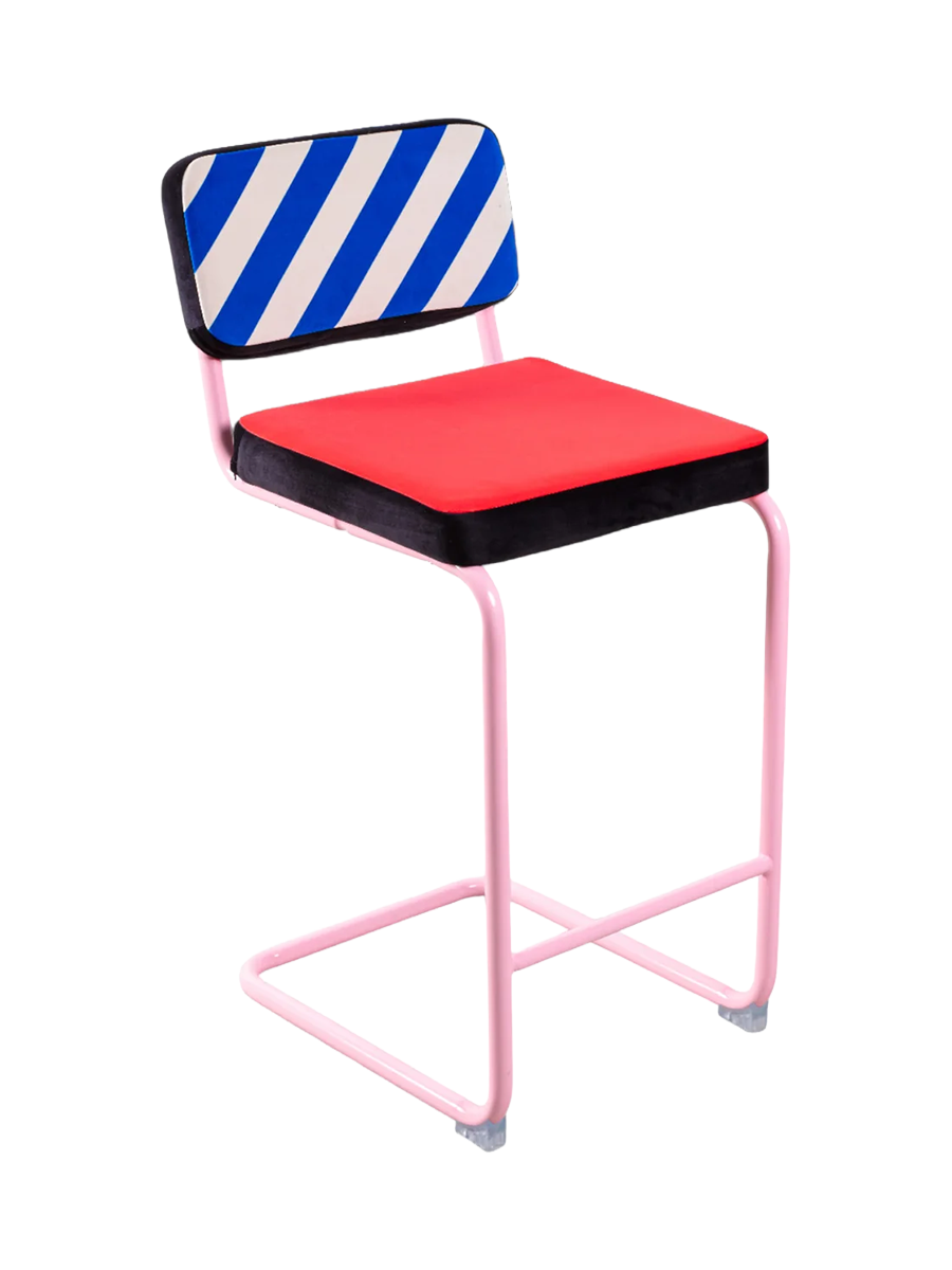 
"Superchair Blue Stripes" Cantilever Bar Stool