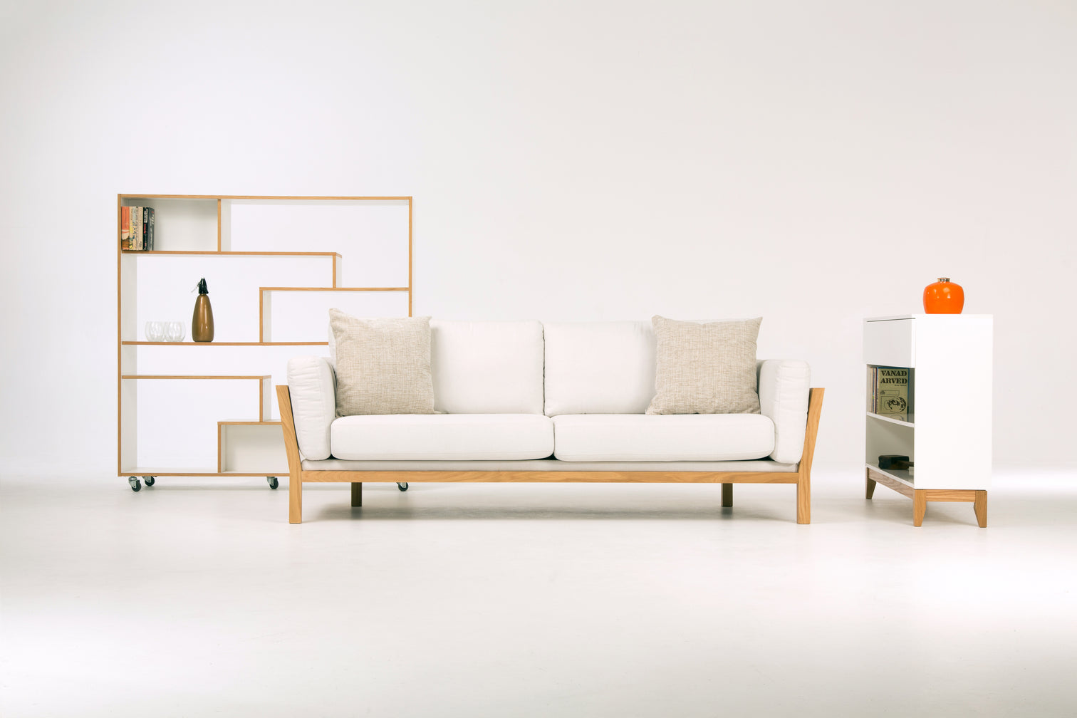 
Étagère et séparateur de pièce « Southbury » avec roulettes - Blanc