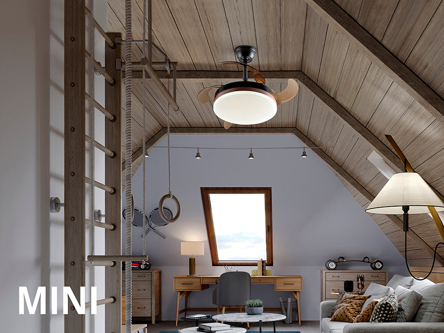 
Ventilateur de plafond haut de gamme et plafonnier LED « Vento » avec télécommande