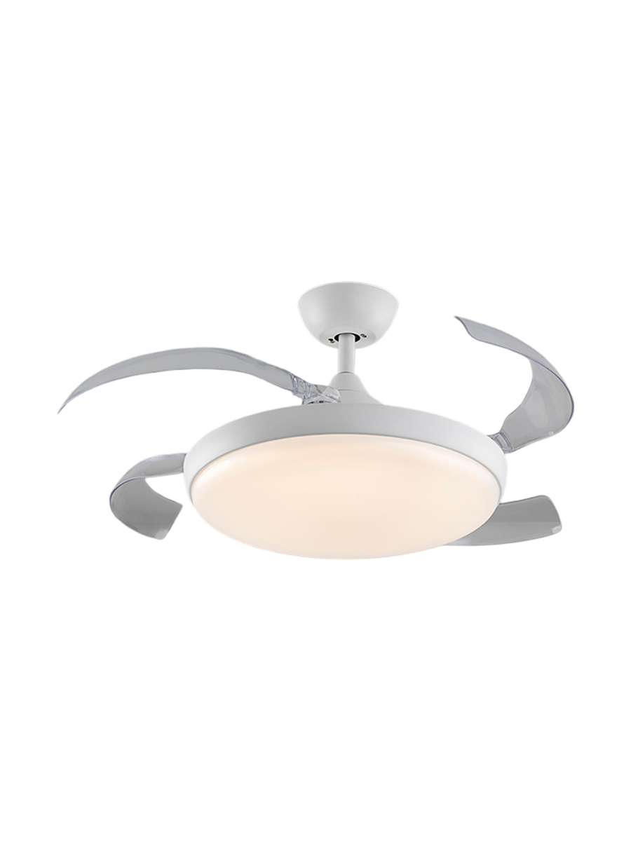 
High-quality “Venturi” ceiling fan and LED ceiling light with remote control - White