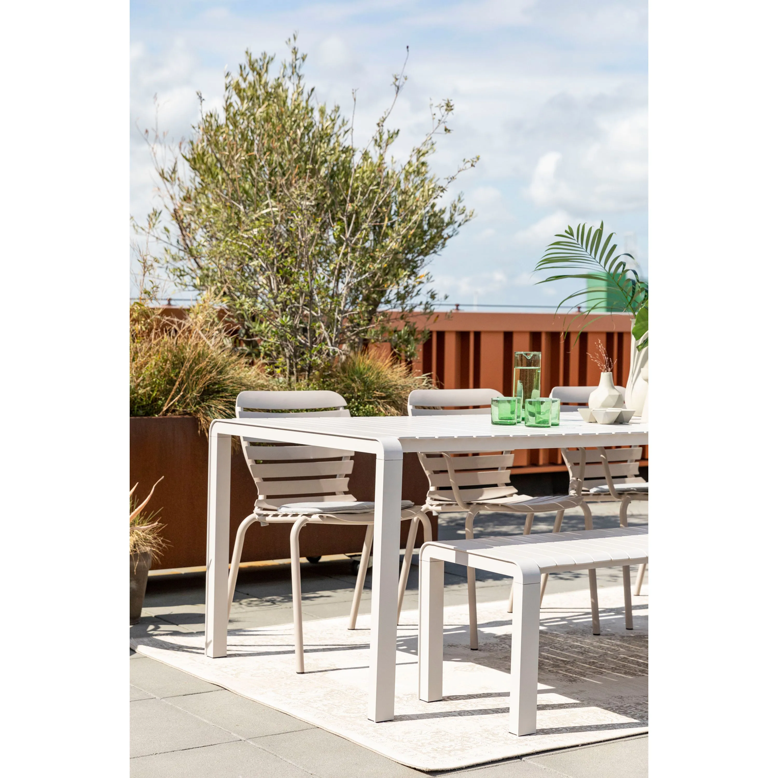 
Banc de jardin design « Vondel », différentes tailles - Blanc / 130 x 45 cm
