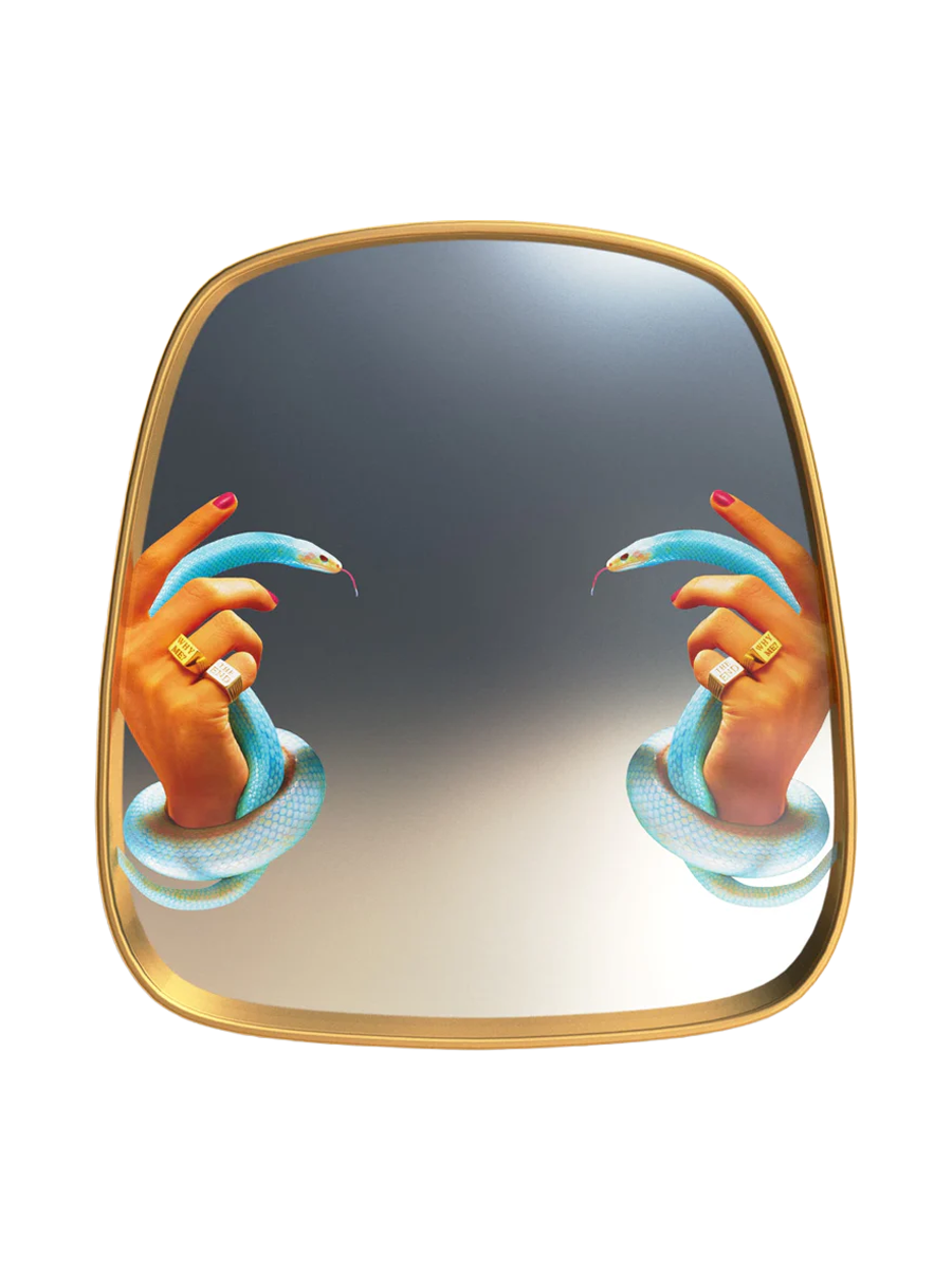 
Designer Wall Mirror "Toiletpaper Hands with Snakes"