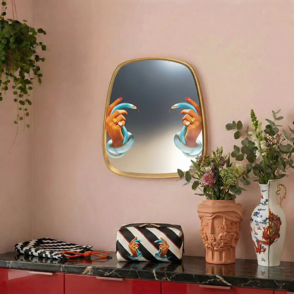 
Designer Wall Mirror "Toiletpaper Hands with Snakes"