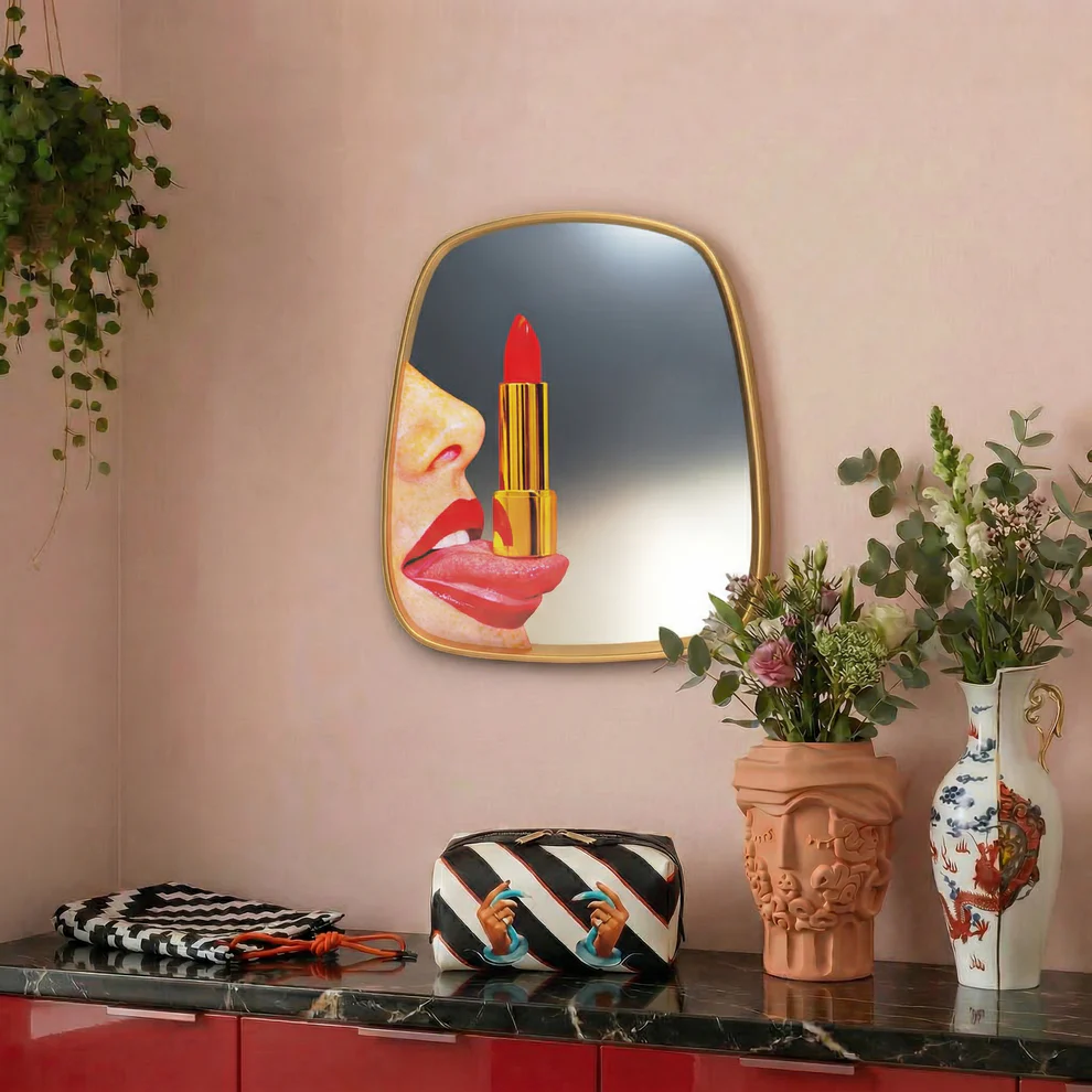 
"Toiletpaper Tongue" designer wall mirror - 54 x 59 cm