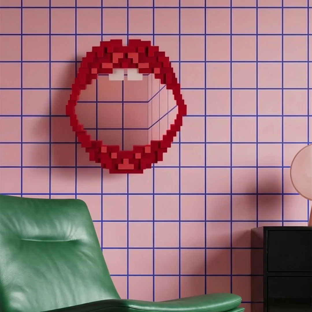 
"Pixel Mouth" Designer Wall Mirror