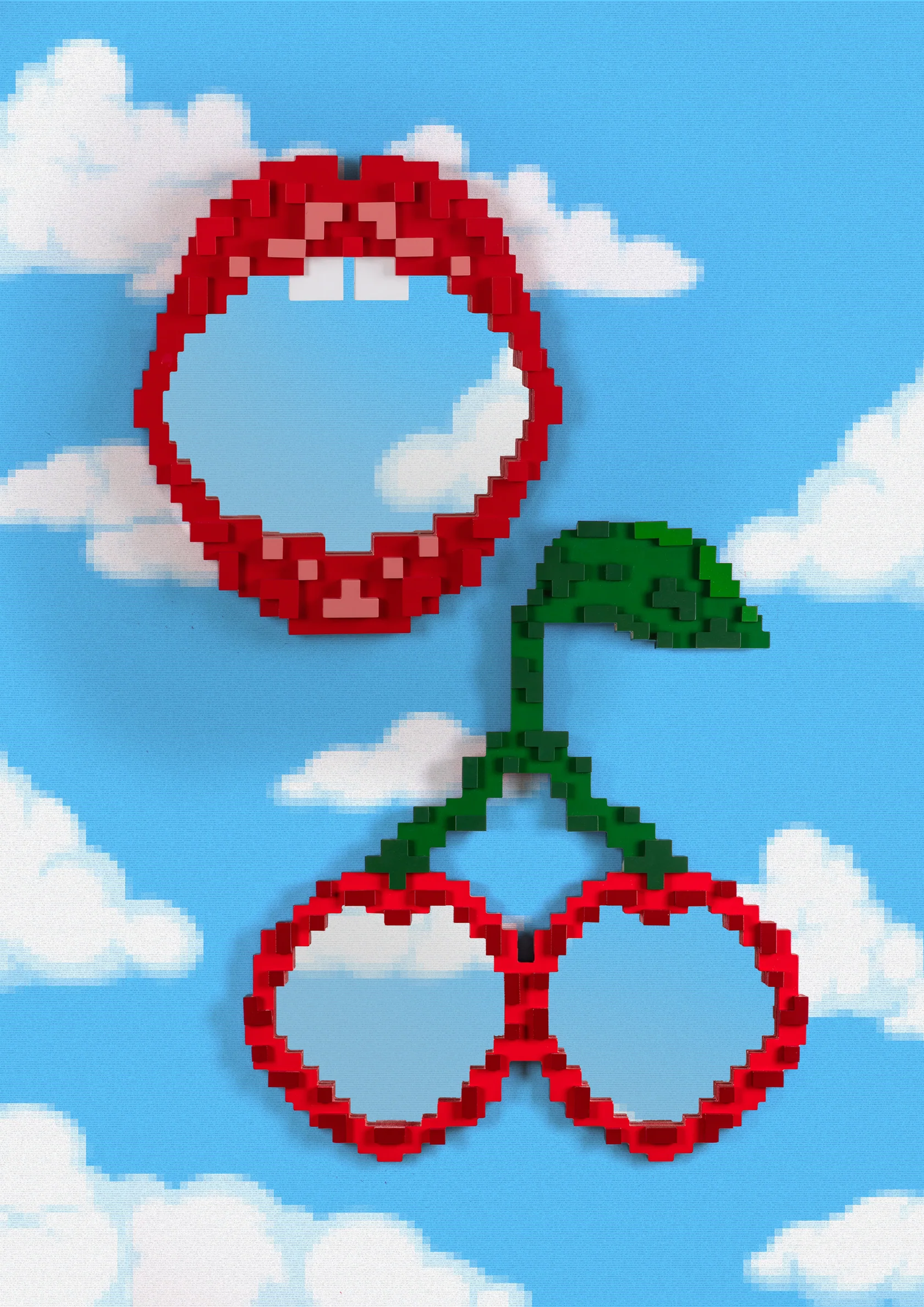 
"Pixel Cherries" Designer Wall Mirror