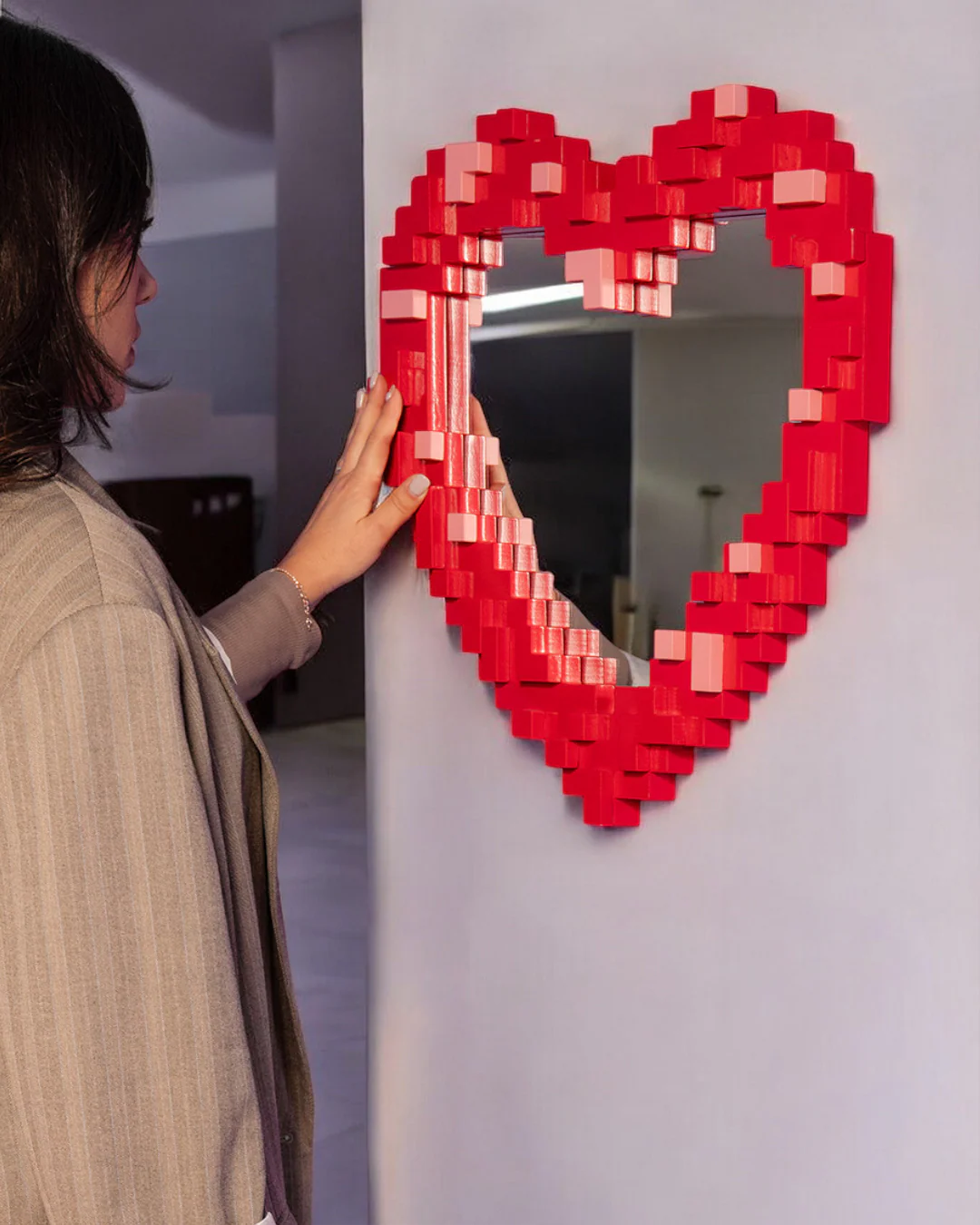 
"Pixel Heart" Wall Mirror