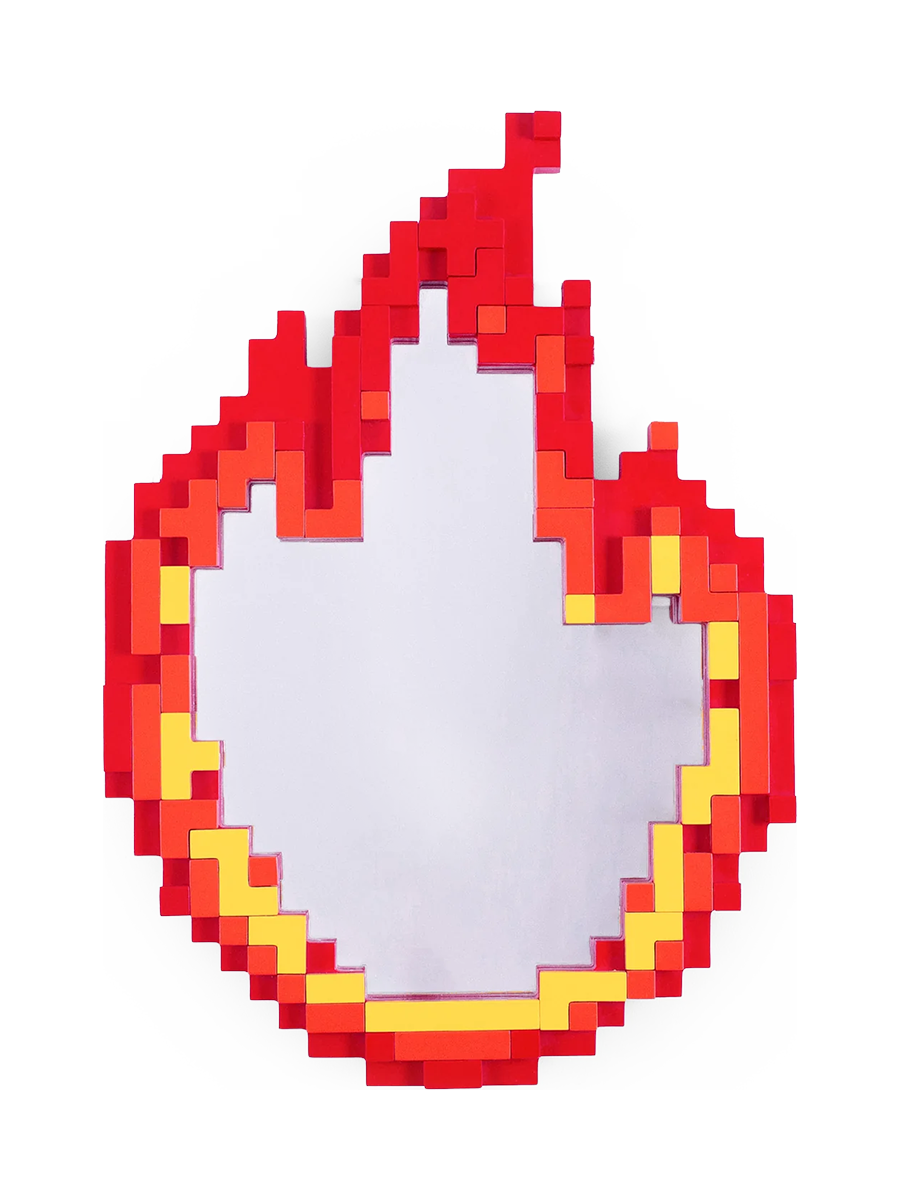 
"Pixel Flame" Design Wall Mirror