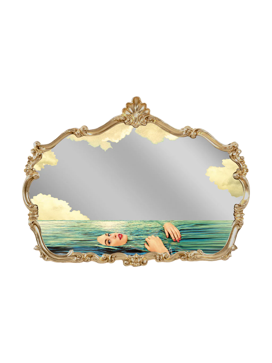 
Designer Wall Mirror "Toiletpaper Barroque Seagirl"