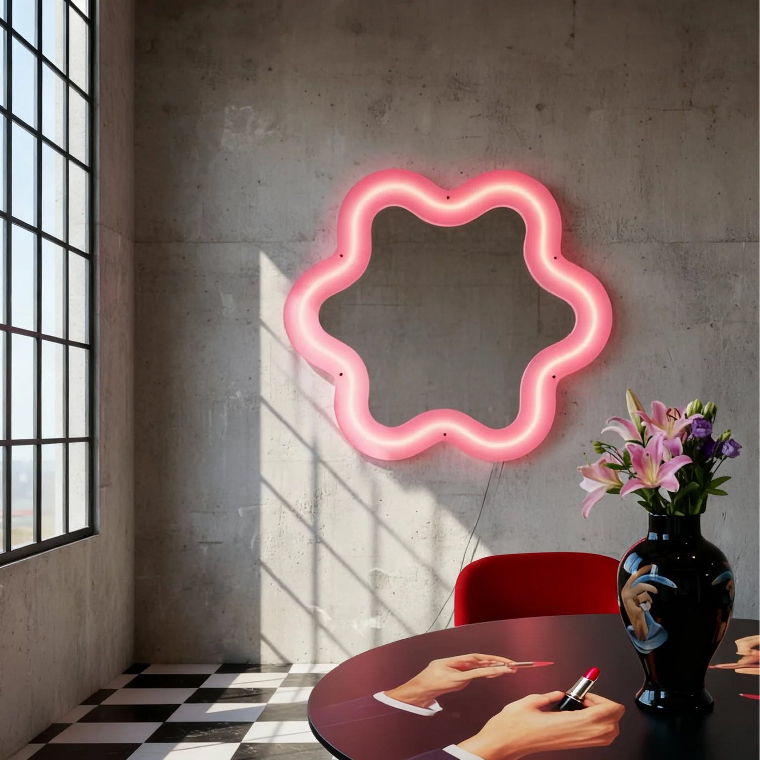 
Miroir mural design dimmable « Supercurve » avec éclairage LED - Ø 118,5 cm