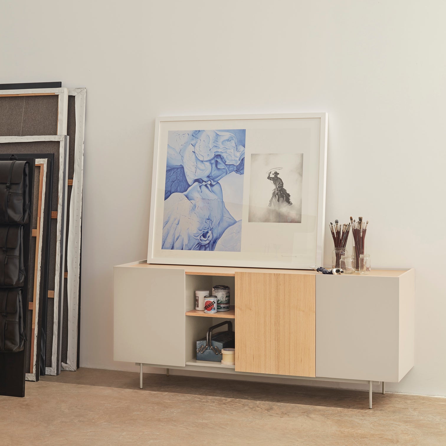 
Grand buffet design « Otto » - Sable / Chêne