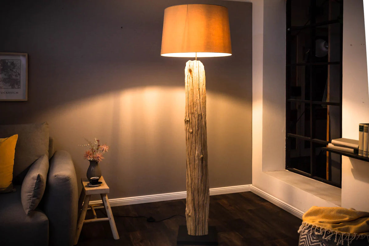 
Handmade driftwood floor lamp "Rousilique" - Beige