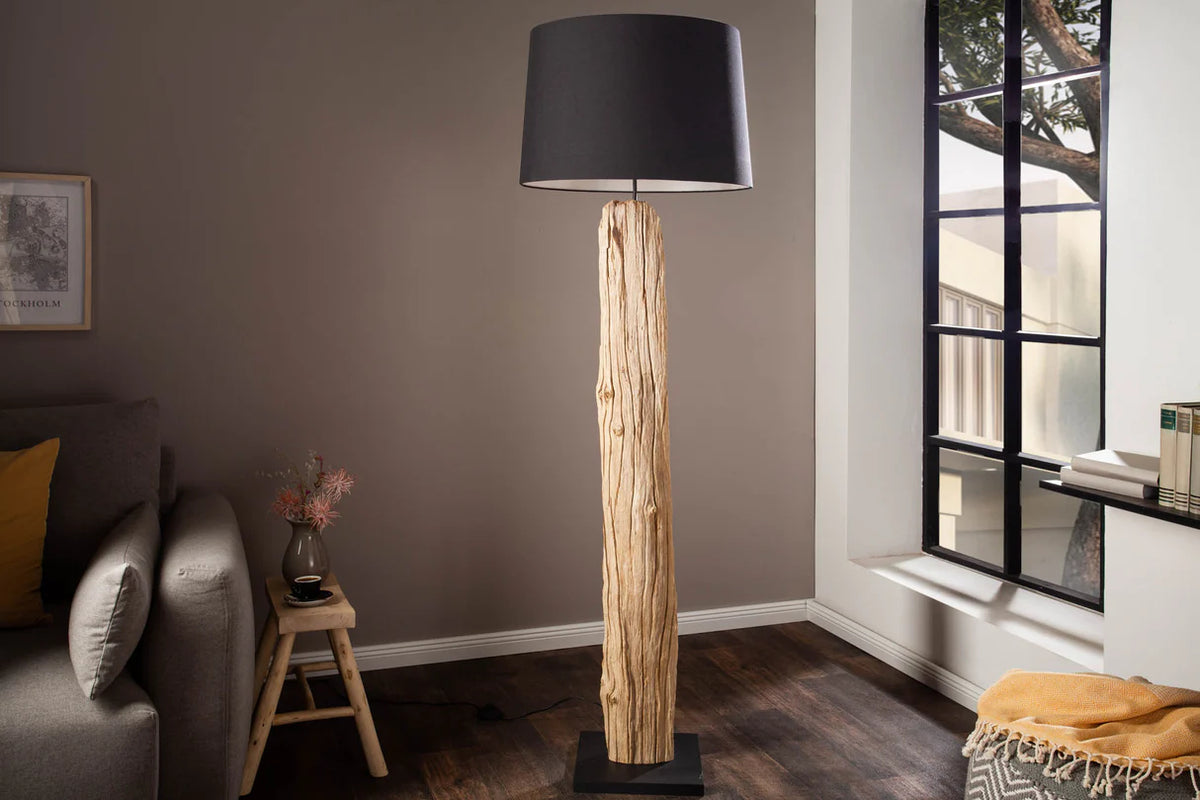 
Handmade driftwood floor lamp "Rousilique" - Black